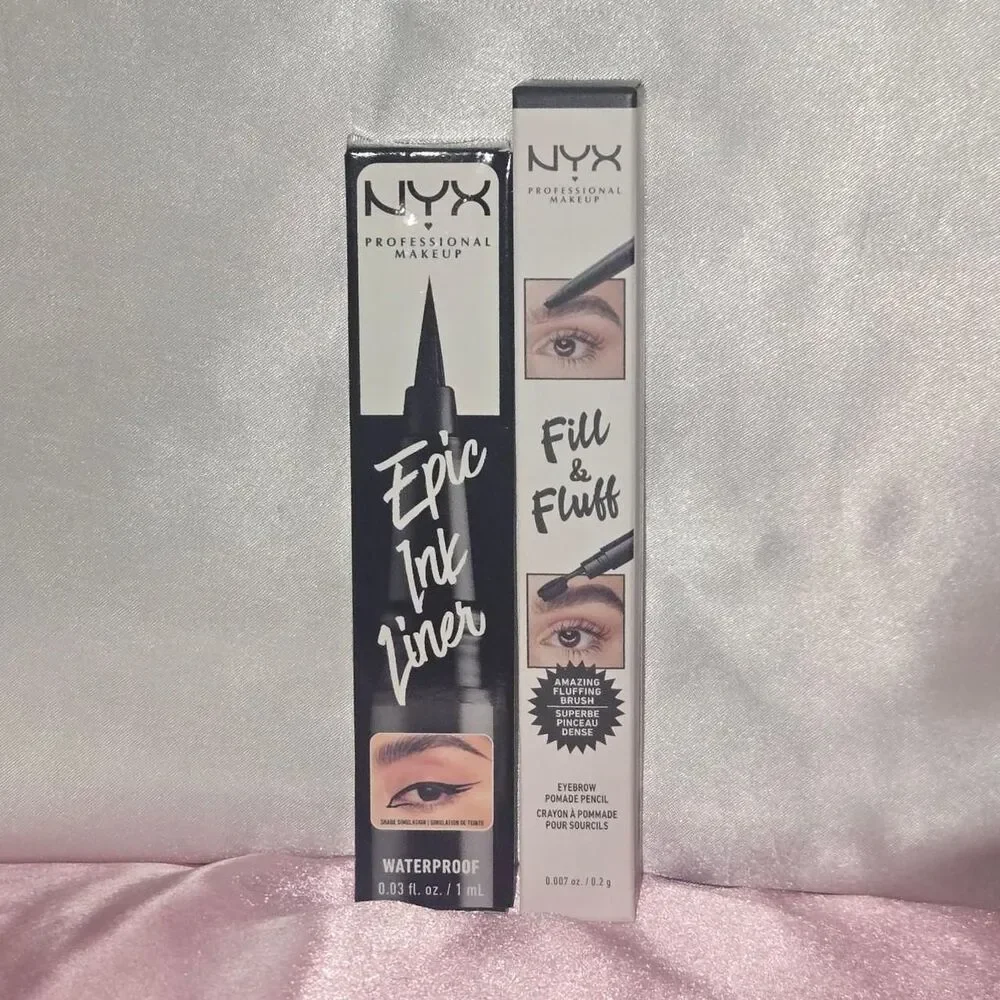 NYX Epic Ink Liner and Fill & Fluff Eyebrow Pencil in black
